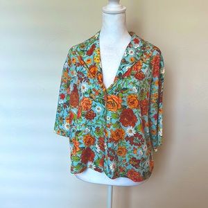 Zara Hawaiian Floral Button Up - Size Medium